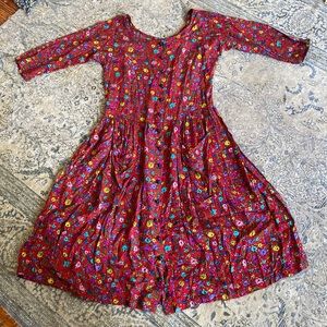 Vintage Betsey Johnson Punk Label Floral Rayon Dress 1980s